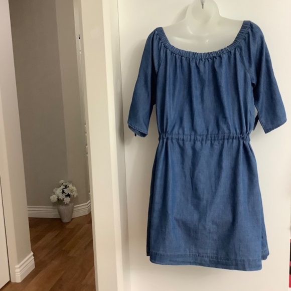 New Look Chambray Peasant Dress L 37/38 bust - Picture 5 of 10
